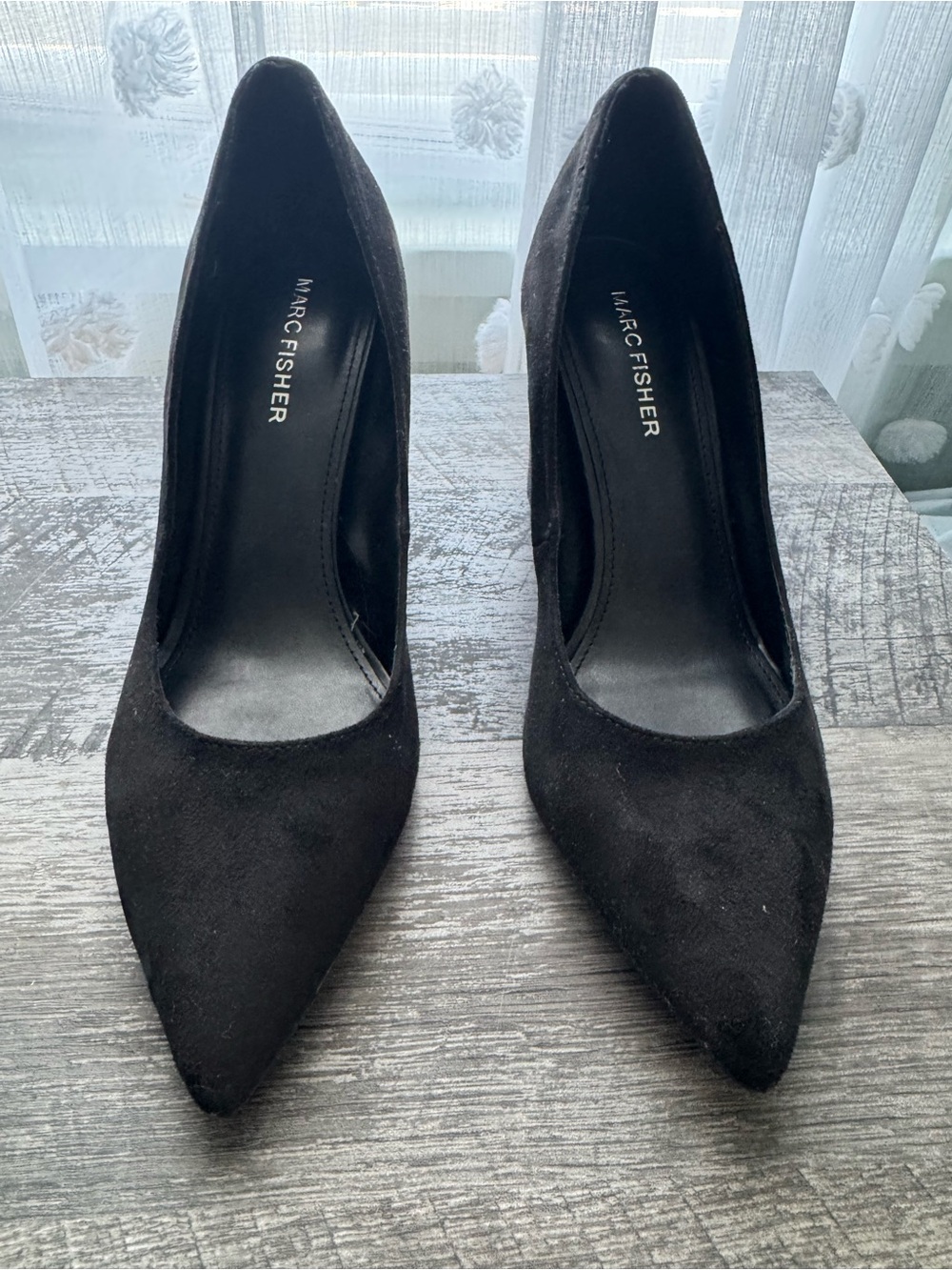 Marc Fisher Black Suede Pointed-Toe Pumps